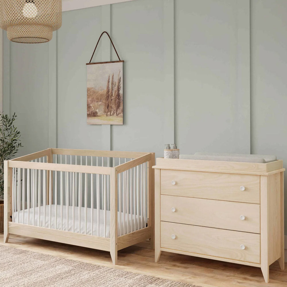 Eco-friendly sustainable crib in Los Angeles made from New Zealand pine wood, perfect for baby bedrooms