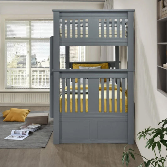 KFS-544 Gray Twin Over Twin Convertible Bunk Bed