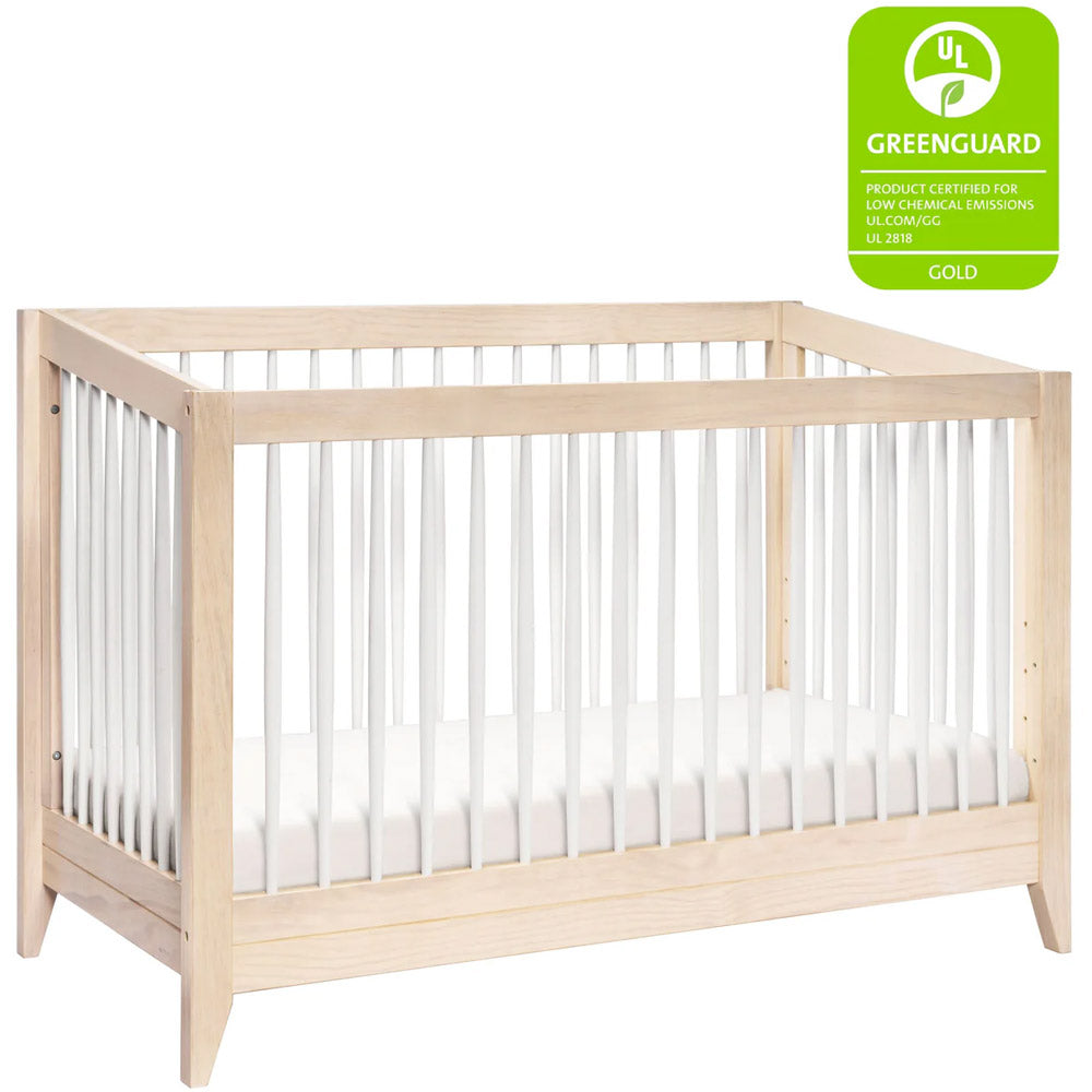 Clean and playful convertible crib in Highland Park nursery furniture collection, Los Angeles
