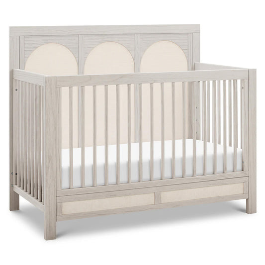 KFS-611 Heritage Upholstered 4-in-1 Convertible Crib in White Driftwood