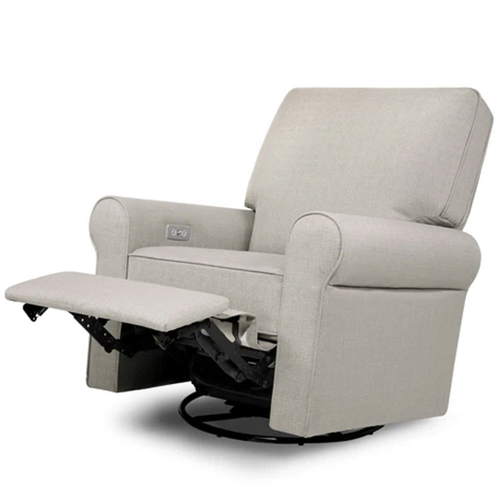 Side profile of Monroe swivel glider and power recliner with eco-twill fabric, perfect for nurseries in Eagle Rock and Pasadena