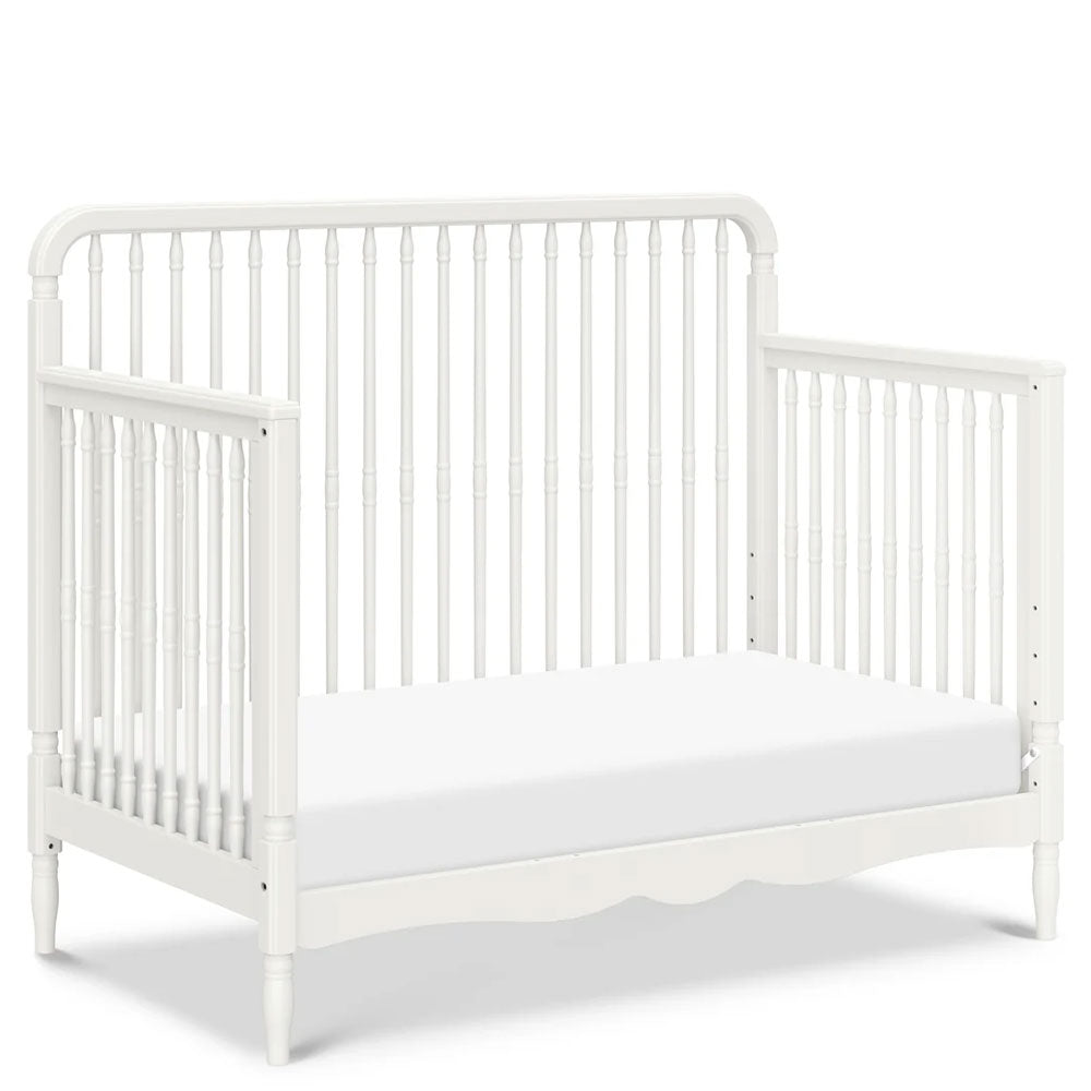 Liberty 4-in-1 Convertible Spindle Crib in white pinewood, GREENGUARD Gold certified, kids and baby furniture in Pasadena