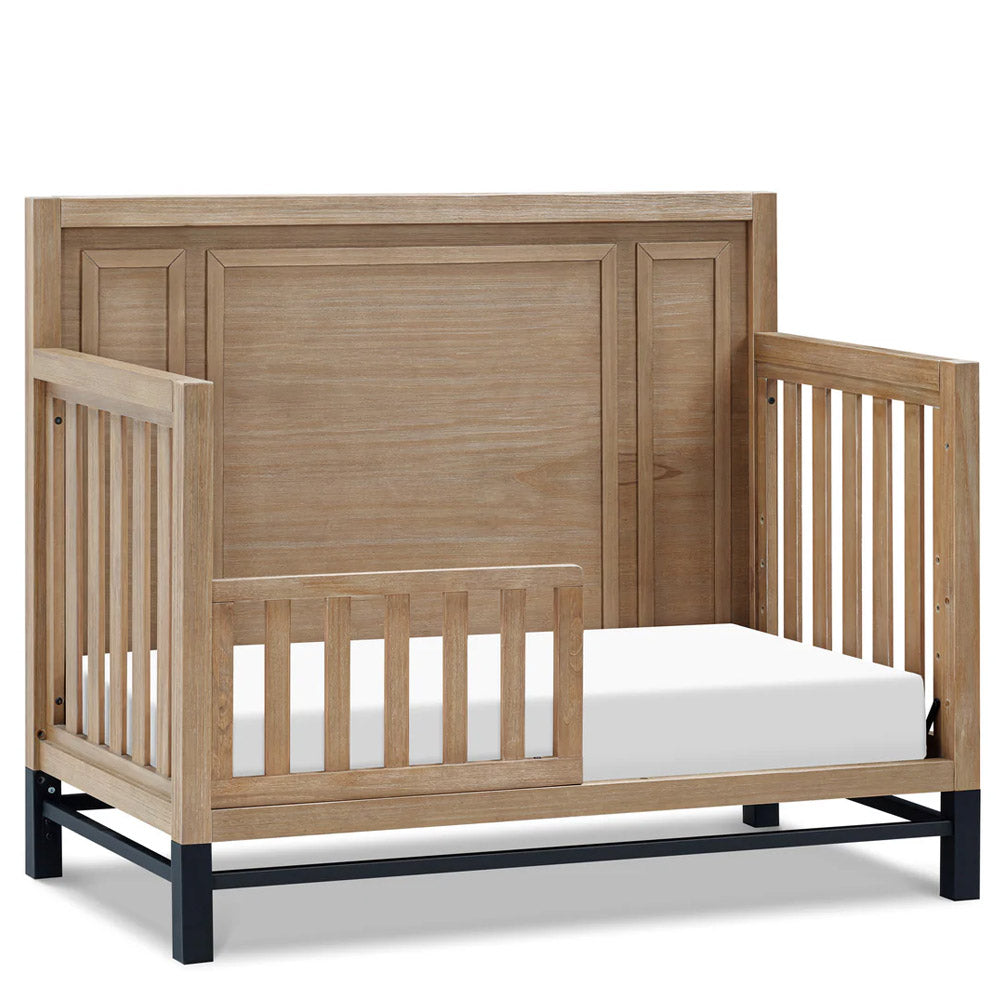 Stylish driftwood baby crib with conversion kit – Local kids furniture Los Angeles