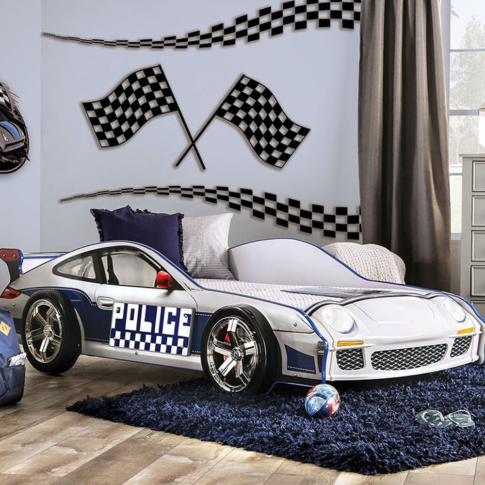 Children’s race car bed sold near Pasadena and Glendale at Kids & Baby Superstore – durable kids bedroom furniture with fun car design.