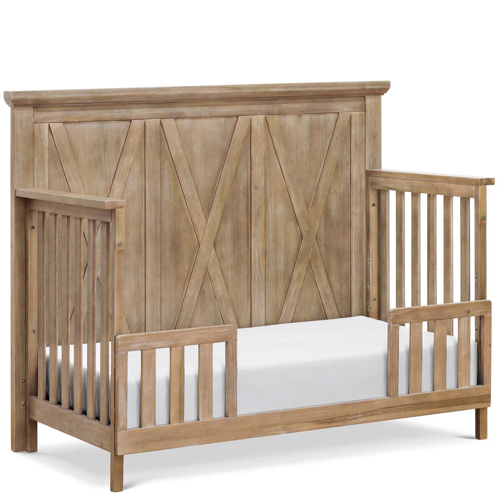 Farmhouse-style driftwood crib made from solid poplar hardwood – delivery to Glendale & Pasadena.