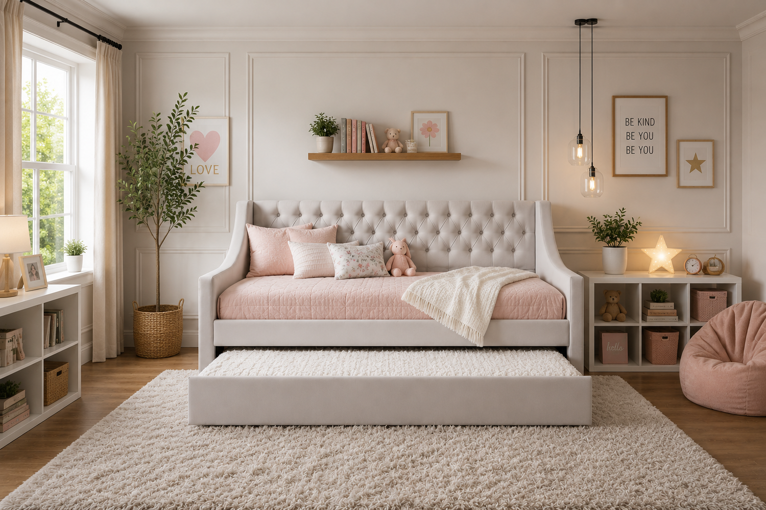 Daybed with optional trundle for kids and guest rooms at Kids Furniture Superstore in Los Angeles