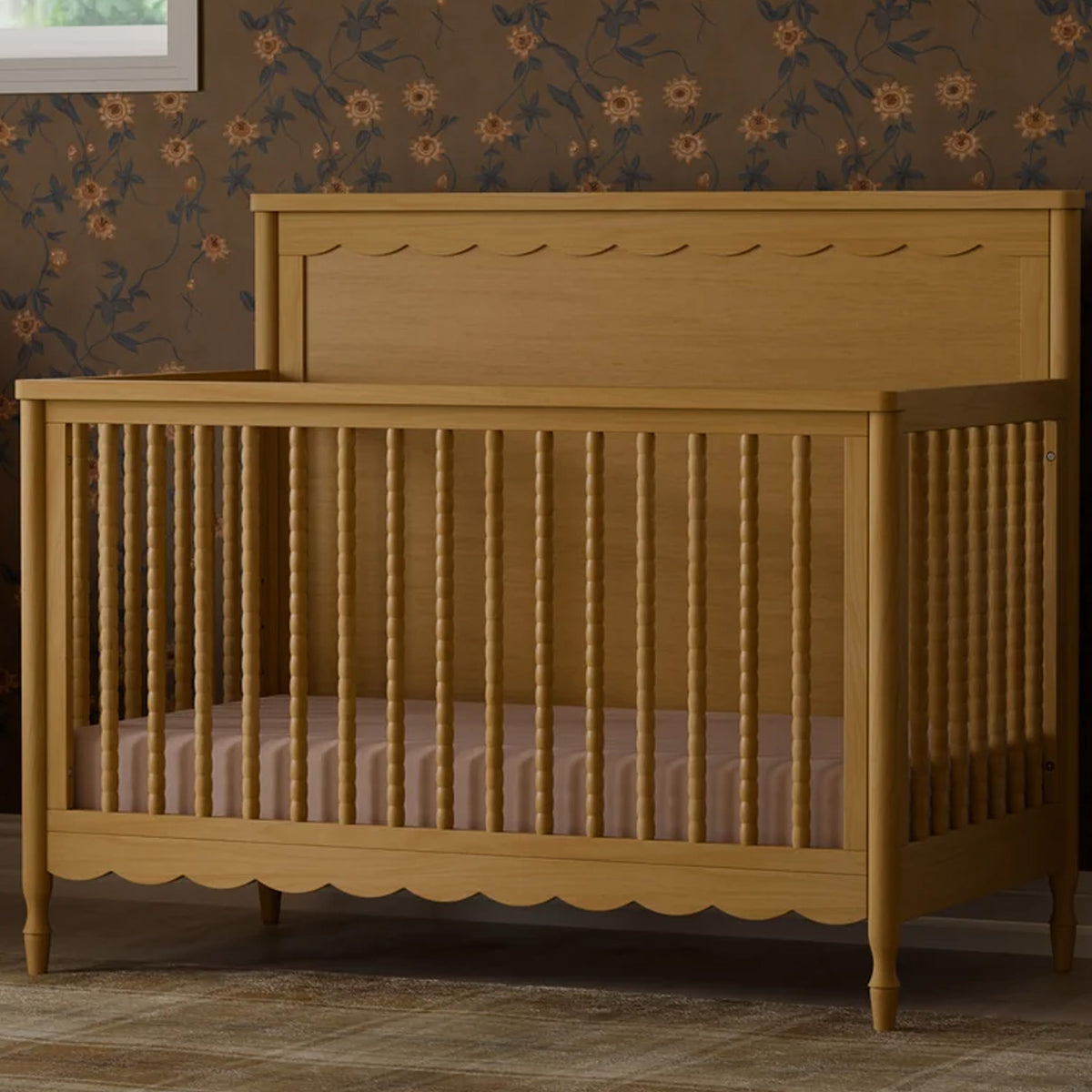 Ambrosia 4-in-1 Convertible Crib in Honey with premium craftsmanship in Los Angeles showroom