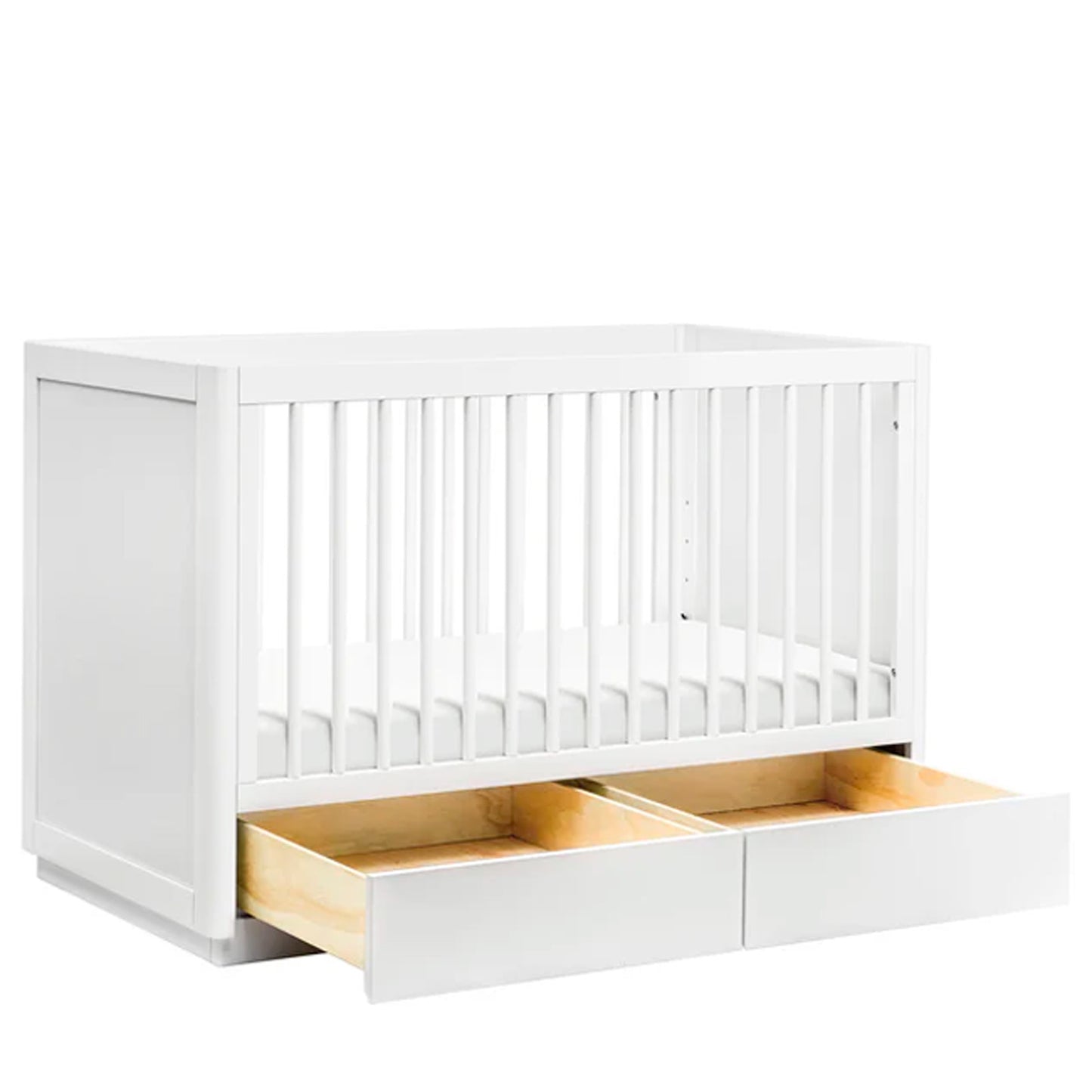Angled view of the Bento convertible baby crib