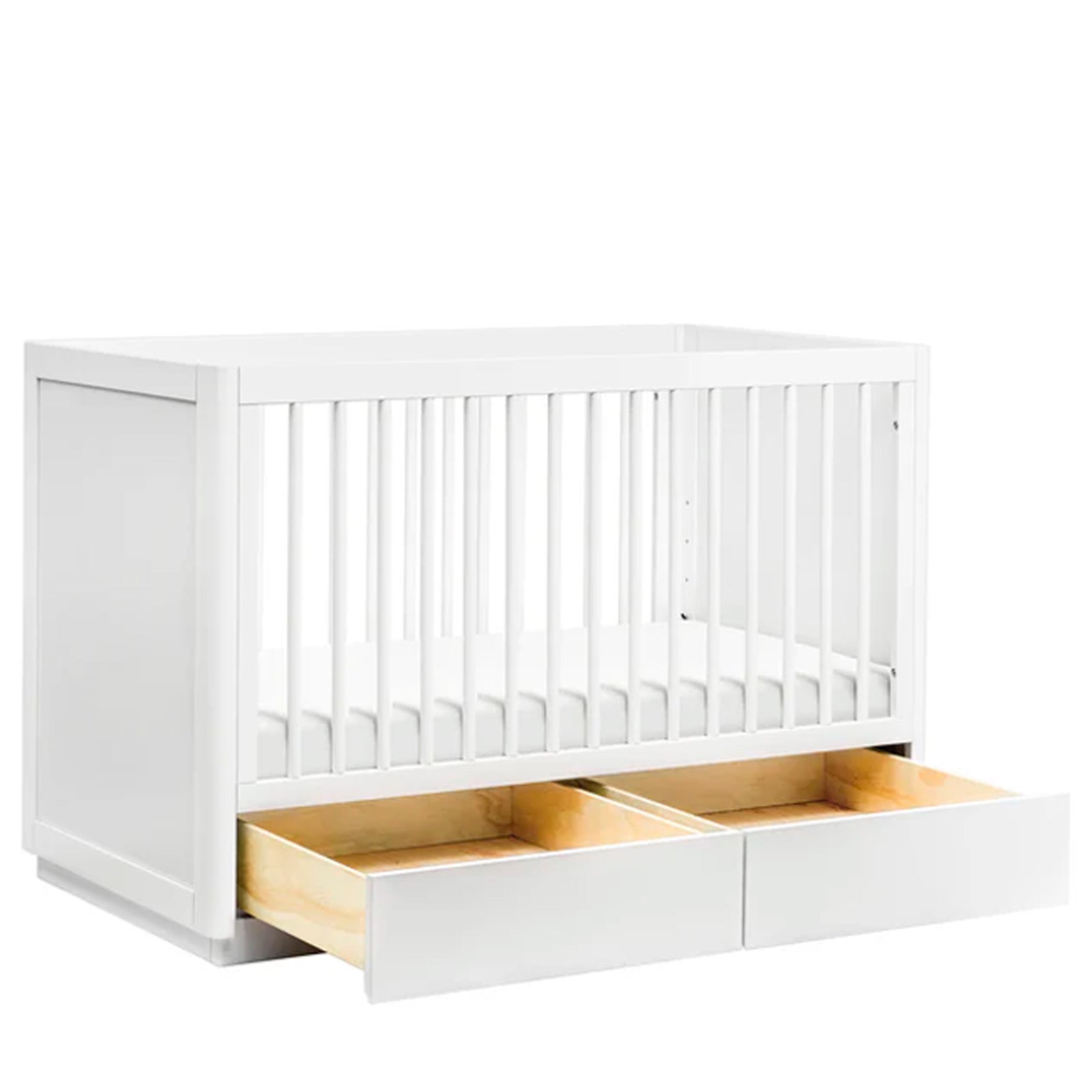 Angled view of the Bento convertible baby crib