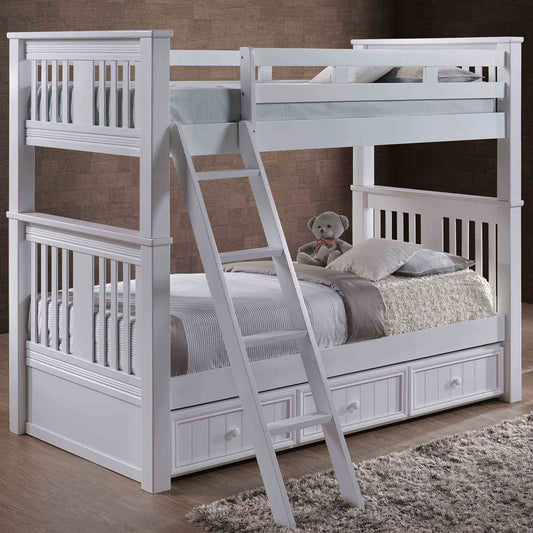 Brockton White Bunk Beds – twin size classic design for kids rooms – Los Angeles Eagle Rock furniture
