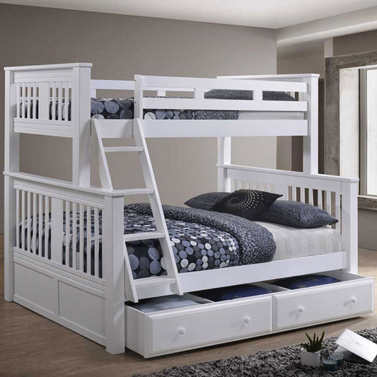 Brockton White Twin over Full Bunk Bed with trundle – kids bunk bed Los Angeles Eagle Rock