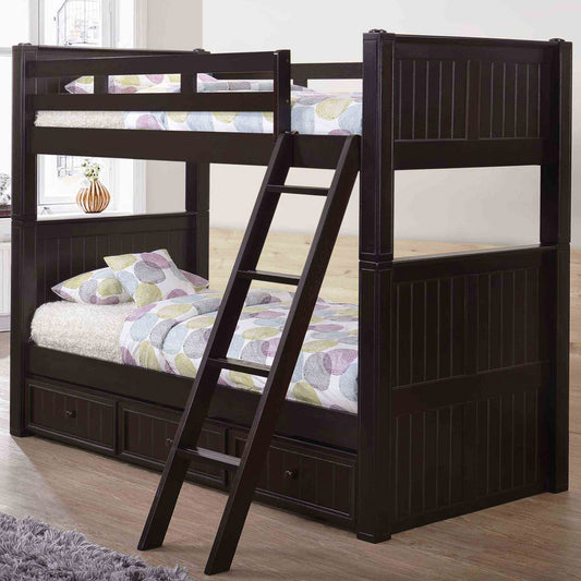Eberhardt Black Twin Bunk Beds – sleek modern finish for kids rooms in Los Angeles
