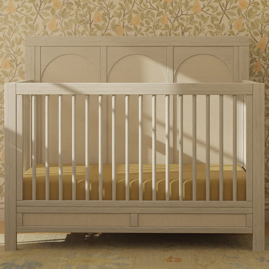 KFS-611 Heritage Upholstered 4-in-1 Convertible Crib in White Driftwood