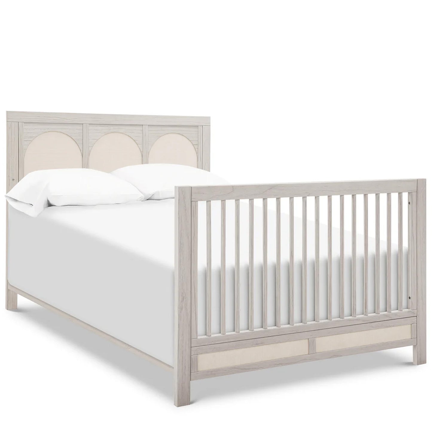 KFS-611 Heritage Upholstered 4-in-1 Convertible Crib in White Driftwood