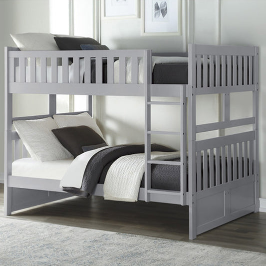 Gray full over full bunk bed with ladder and guardrails for kids or guest rooms – Los Angeles