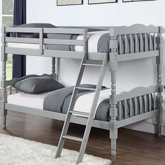 Gray twin bunk bed with convertible design and front ladder – Kids Furniture in Eagle Rock, Los Angeles