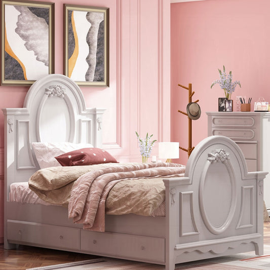 Princess Grace Twin Bed in soft gray floral panel style – also available in full and queen sizes – Los Angeles