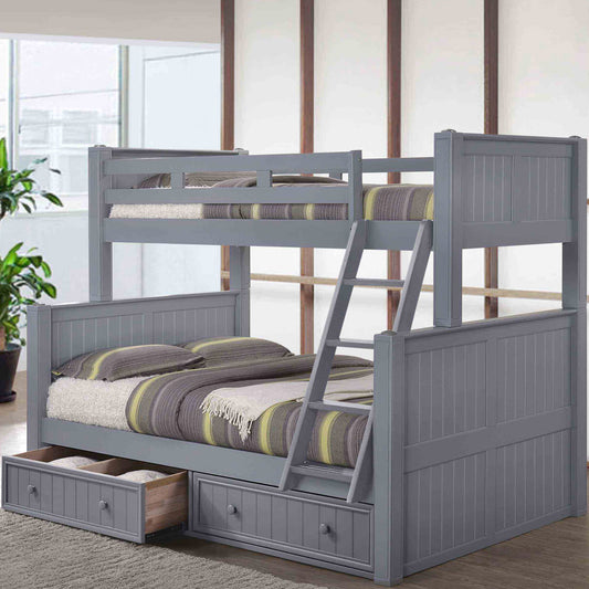 Gray twin over full bunk bed with optional storage trundle – Kids Furniture Los Angeles