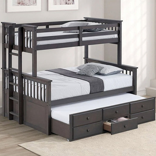 Gray twin over full bunk bed with drawers in Eagle Rock, Los Angeles