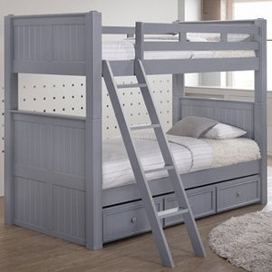 Gray twin bunk bed with drawers – kids furniture Los Angeles