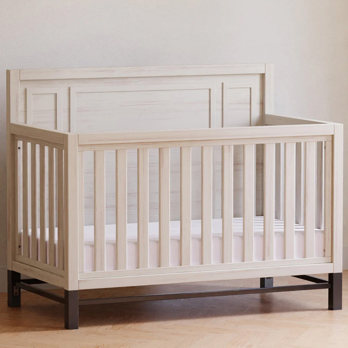 KFS-101 Modern Farmhouse 4-in-1 Convertible Crib – White Driftwood