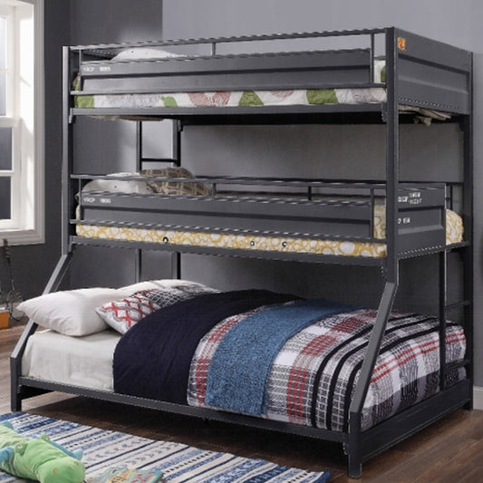 Gunmetal triple bunk bed with twin over twin over full design for Los Angeles bedrooms.