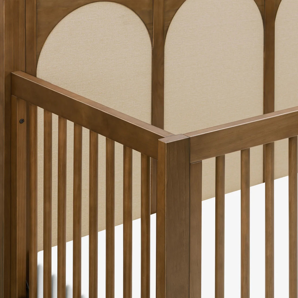 High-quality Natural Walnut nursery crib with convertible design for long-term use