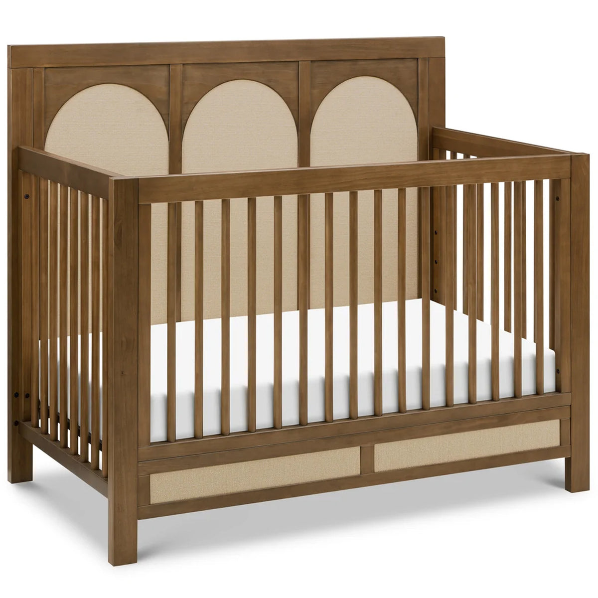 Premium Natural Walnut baby crib with elegant curves and durable hardwood construction
