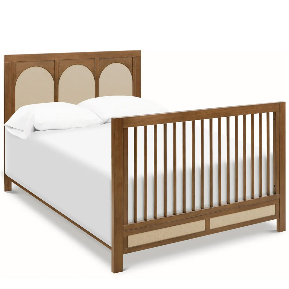 Stylish 4-in-1 baby crib in Natural Walnut with classic design for growing families