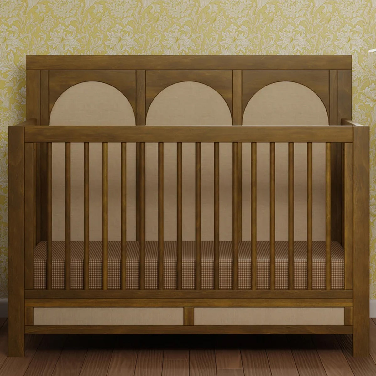 Eloise 4-in-1 Convertible Crib in Natural Walnut with timeless modern nursery design