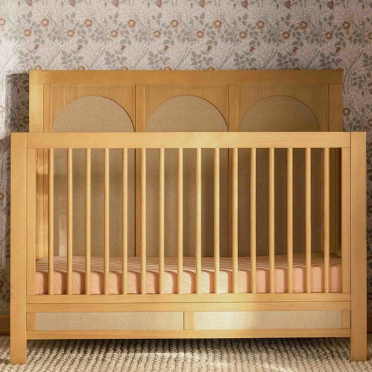 Namesake Eloise 4-in-1 convertible crib in honey and performance sand – modern crib for nurseries in Los Angeles, Glendale, and Pasadena