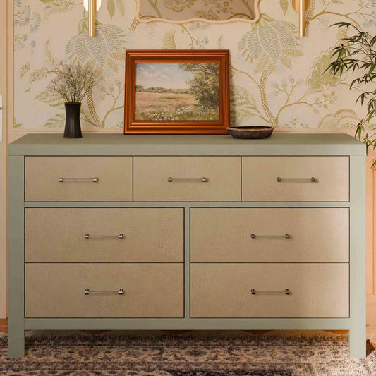 Namesake Eloise 7-drawer dresser in sand and honey finish – perfect storage piece for baby rooms in Los Angeles