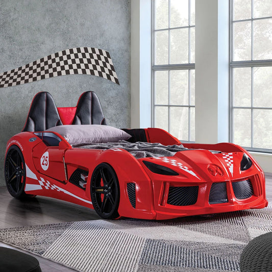 KFS Lightning Racer Twin Race Car Bed with LED Wheels