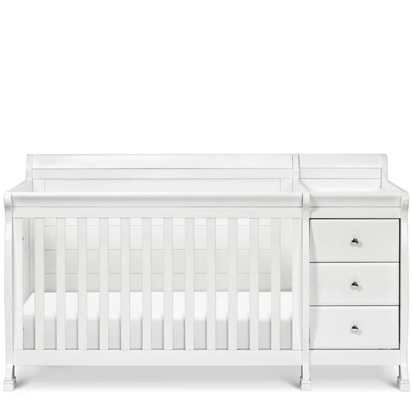 GREENGUARD Gold certified 4-in-1 baby crib with changing table designed to grow with your child from infancy through adulthood