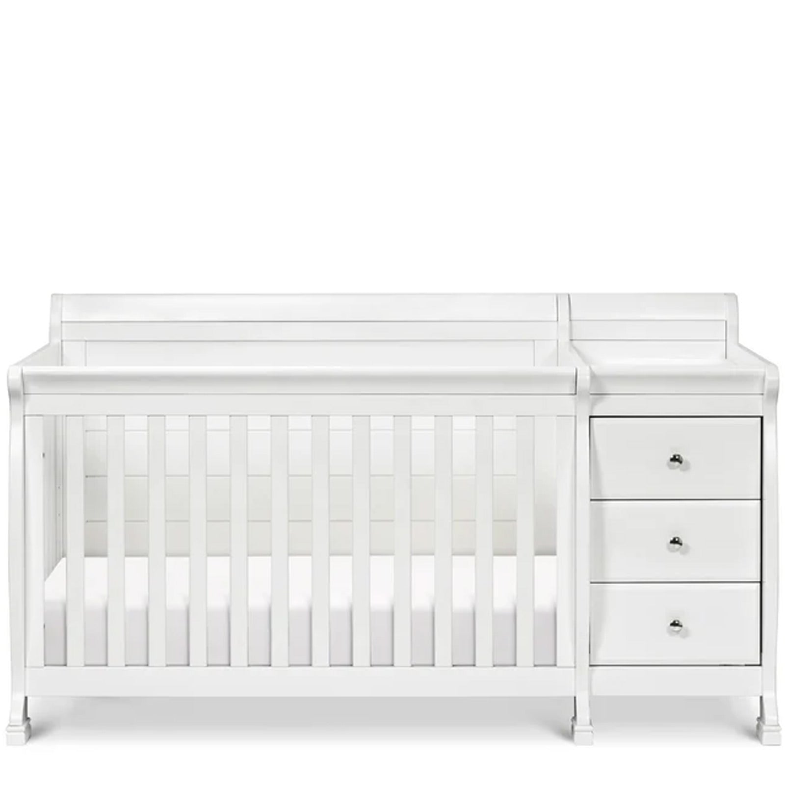 GREENGUARD Gold certified 4-in-1 baby crib with changing table designed to grow with your child from infancy through adulthood