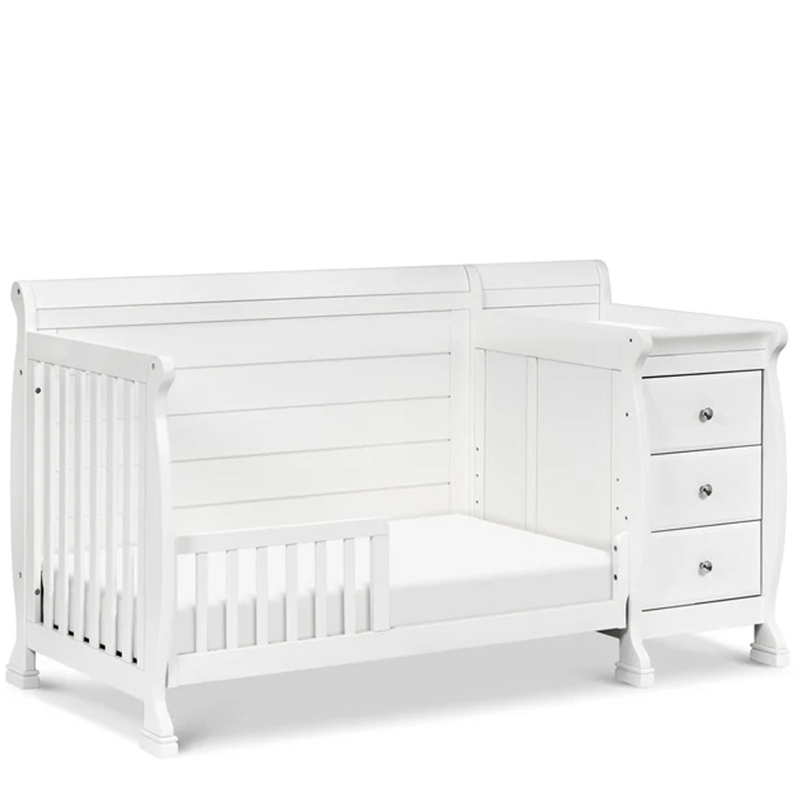 Kids Furniture Superstore 4-in-1 convertible nursery crib with changing table and long-lasting space-saving design.