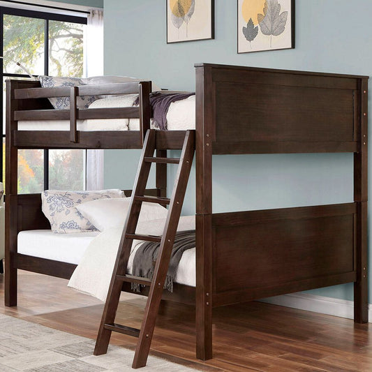 Stamos CM-BK658WN full over full bunk bed in walnut finish – solid wood bunk bed for teens in Los Angeles and Highland Park