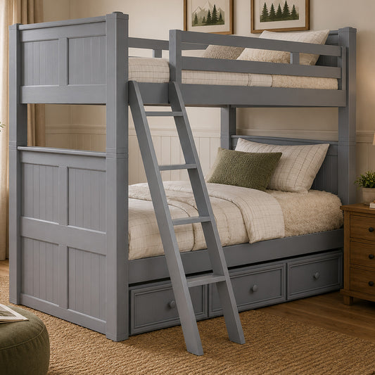 KFS-521 Coastal Cottage Gray Twin Over Twin Bunk Bed