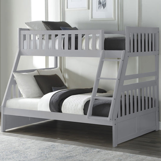 Modern gray twin over full bunk bed with guardrails and ladder – Los Angeles, CA