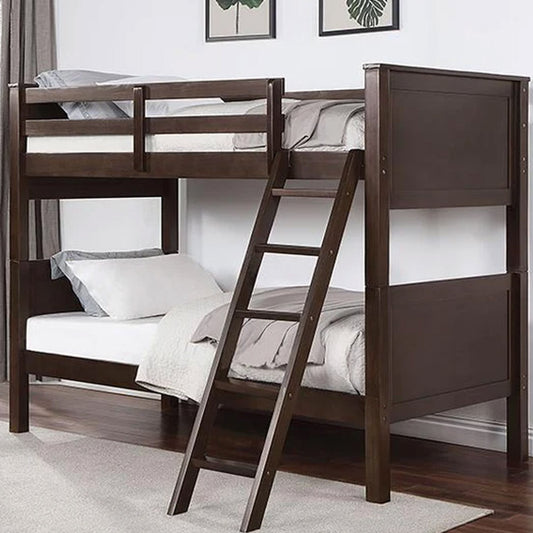 Convertible walnut twin bunk bed with safety rails in Los Angeles