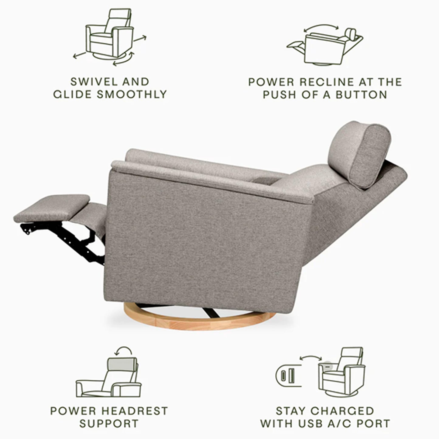 KFS-806 Power Recliner Glider with Adjustable Headrest